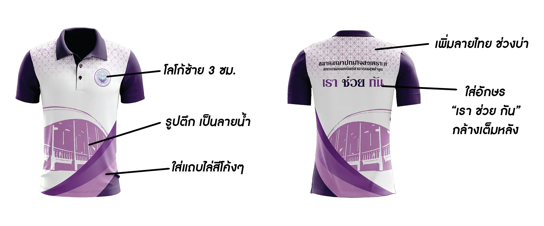 เพิ่มอักษร - Sabuygarment แบบอักษร